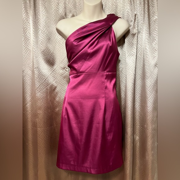 Satin One Shoulder Mini Dress - Picture 1 of 1